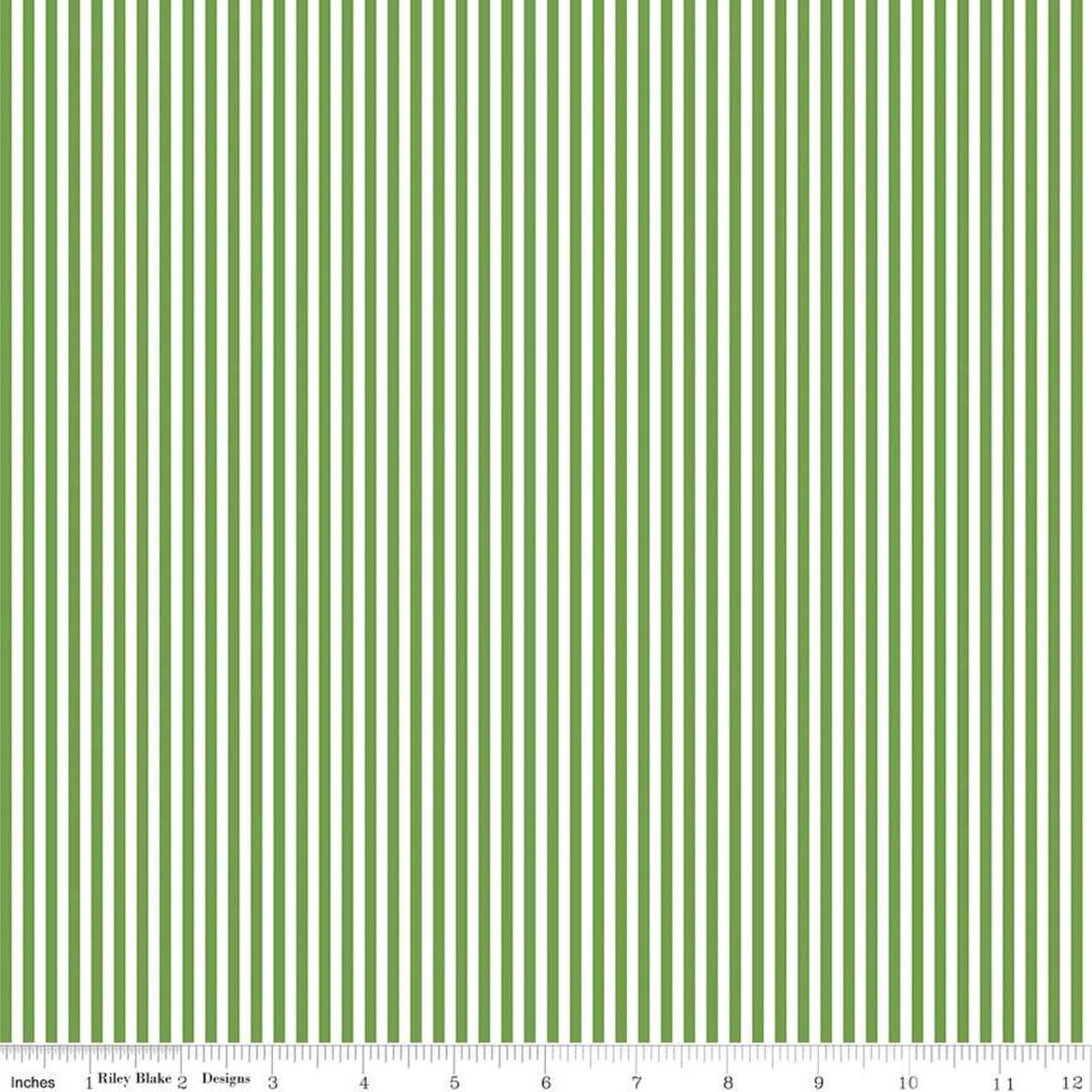 Fabric Riley Blake Basics White/Clover 1/8" Stripes by the Quarter Yard C495-CLOVER